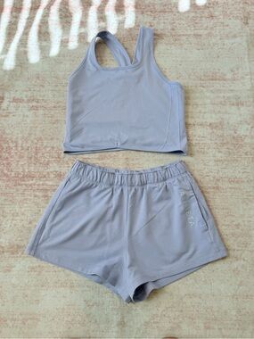 Athleta Girl All Day 2” Short and Rise Above Real Soft Tank Lilac/Periwinkle Set